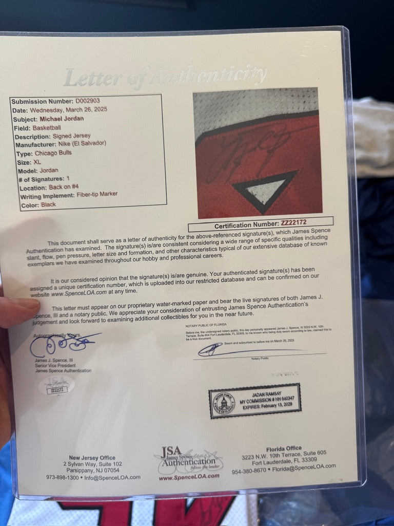 Michael Jordan Signed White #45 Chicago Bulls Pro Cut Style Jersey with JSA LOA and GOAT LOA