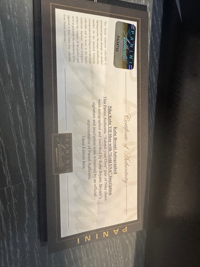 Kobe Bryant Signed Shoes Inscribed "Gold USA" Panini authenticated ULTRA RARE ( FILL IN )