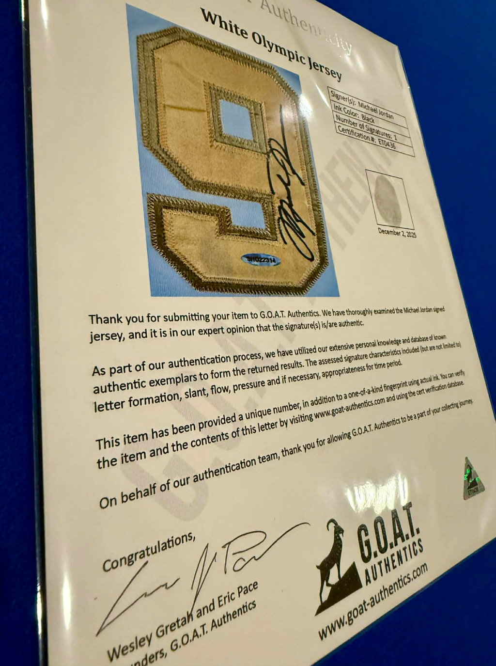 Michael Jordan Signed Signed #9 Dream Team Jersey UDA + GOAT