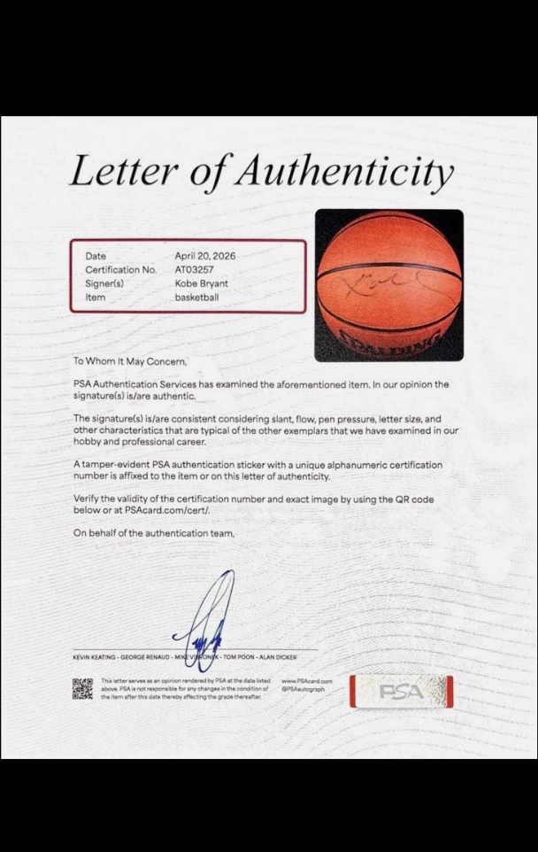 Kobe Bryant Signed Spalding Basketball PSA LOA