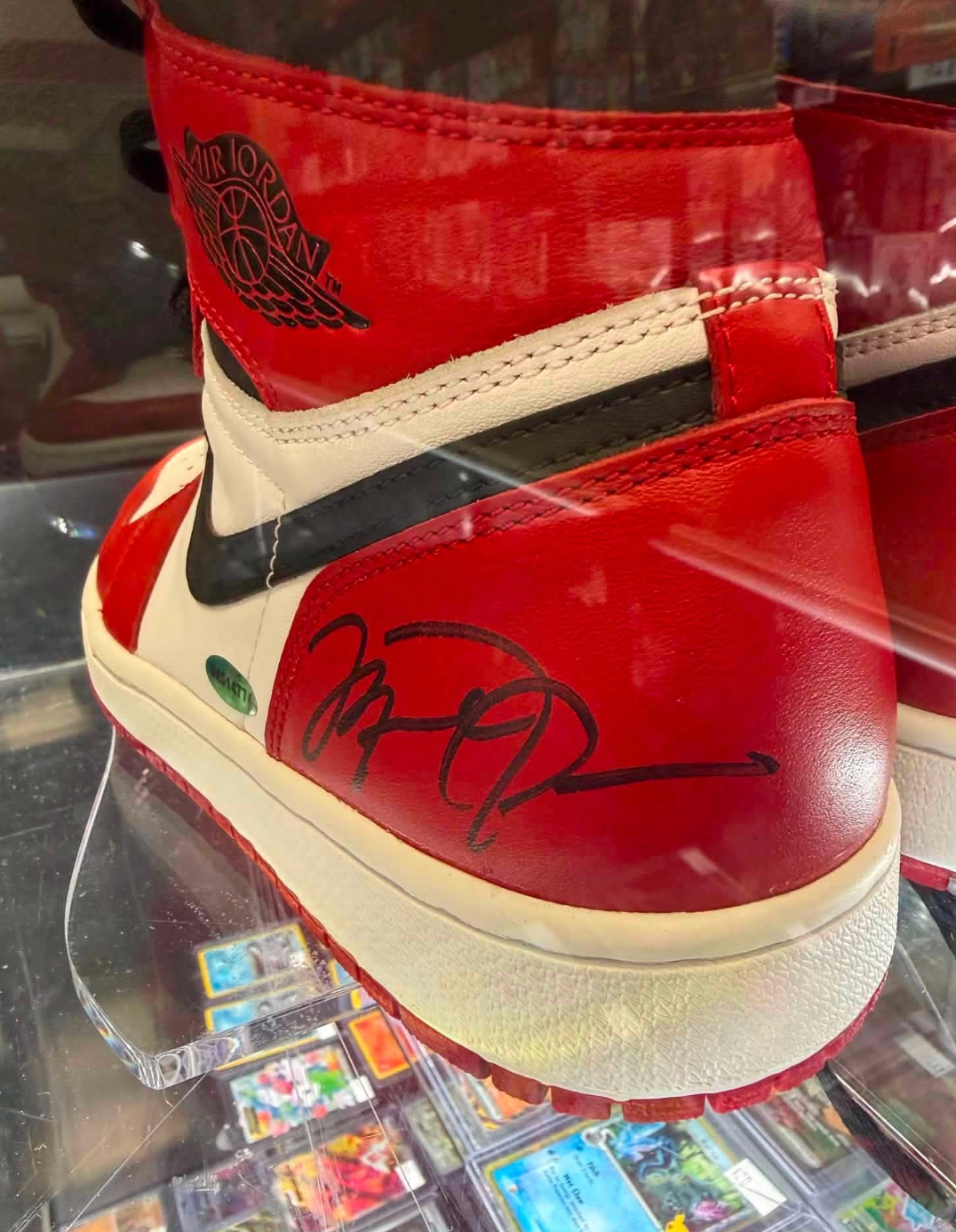 Michael Jordan Signed Nike Air Jordan 1 High Chicago Signed UDA Autographed Sneakers Size 8.5