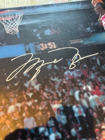 Michael Jordan Signed 1988 Dunk Contest Canvas 28x22 Dual Authenticated UDA + JSA + GOAT COA