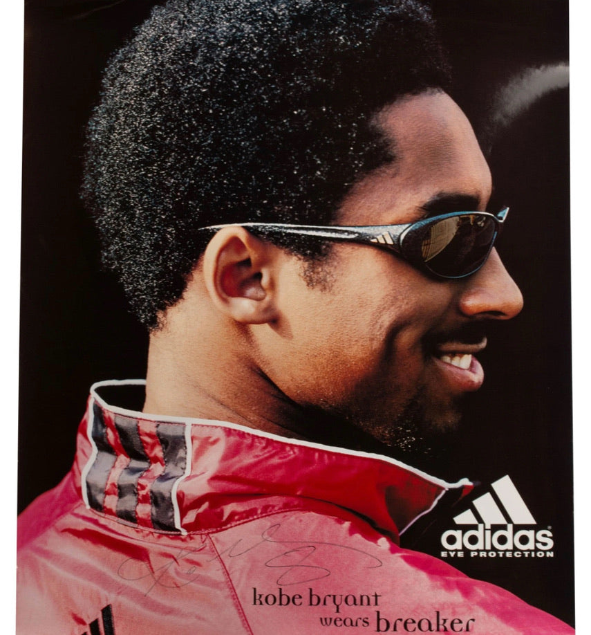 KOBE BRYANT LOS ANGELES LAKERS HOF SIGNED DOUBLE SIDED ADIDAS EYEWEAR POSTER JSA LOA