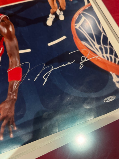 Michael Jordan Signed 16x20 Photo UDA + JSA LOA custom framed DAMADGED CHECK PHOTOS