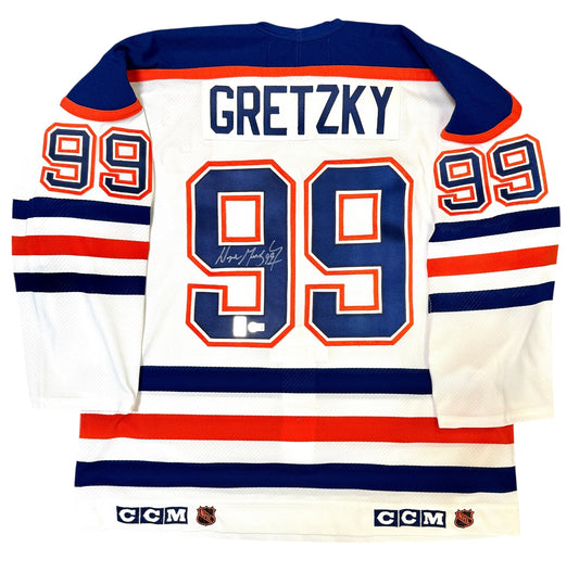Wayne Gretzky Signed Edmonton Oilers CCM Vintage Style Hockey Jersey (Beckett/BAS LOA & Gretzky Hologram)