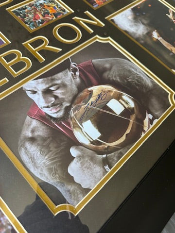 Kobe Bryant Signed Card + Lebron James Signed photo Custom Framed Piece DUAL LOA