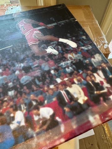 Michael Jordan Signed 1988 Dunk Contest Canvas 28x22 Dual Authenticated UDA + JSA + GOAT COA