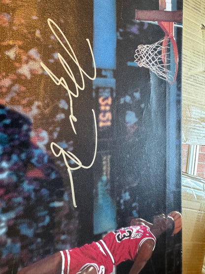 Michael Jordan Signed 1988 Dunk Contest Canvas 28x22 Dual Authenticated UDA + JSA + GOAT COA