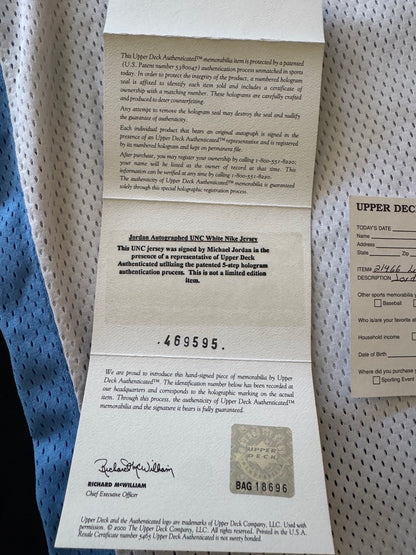 Michael Jordan Signed UNC Jersey UDA Box and Papers