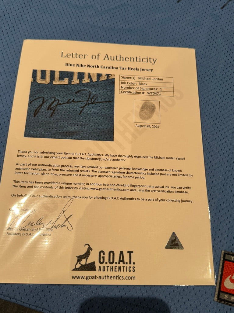 Michael Jordan Signed North Carolina Tar Heels Nike Jersey #23 Size 48 GOAT Authentics LOA