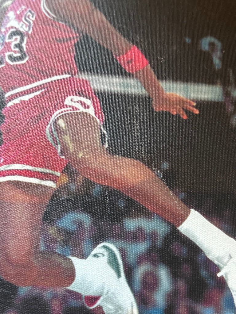 Michael Jordan Signed 1988 Dunk Contest Canvas 28x22 Dual Authenticated UDA + JSA + GOAT COA