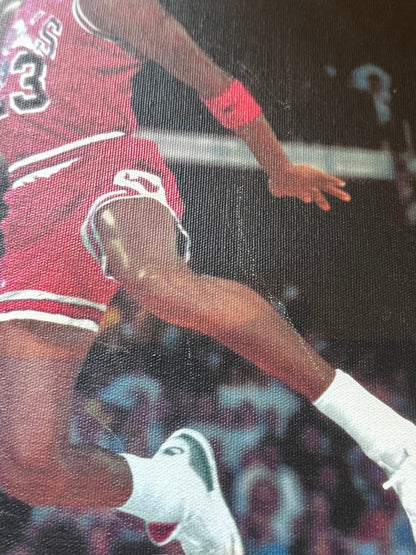Michael Jordan Signed 1988 Dunk Contest Canvas 28x22 Dual Authenticated UDA + JSA + GOAT COA