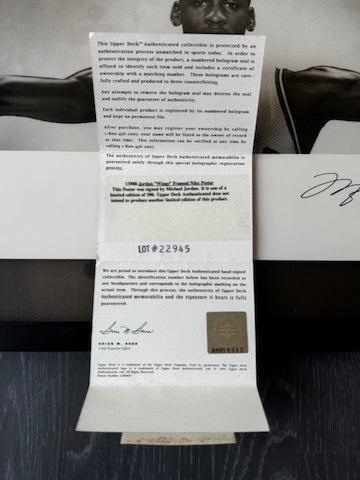 Michael Jordan Signed Mini Wings Poster UDA LE/ 500 WITH CARD