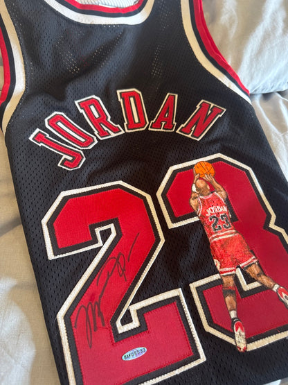 Michael Jordan Signed Authentic Nike Pro Cut Jersey Chicago Bulls #23 Hand Painted Art Uda With Cert
