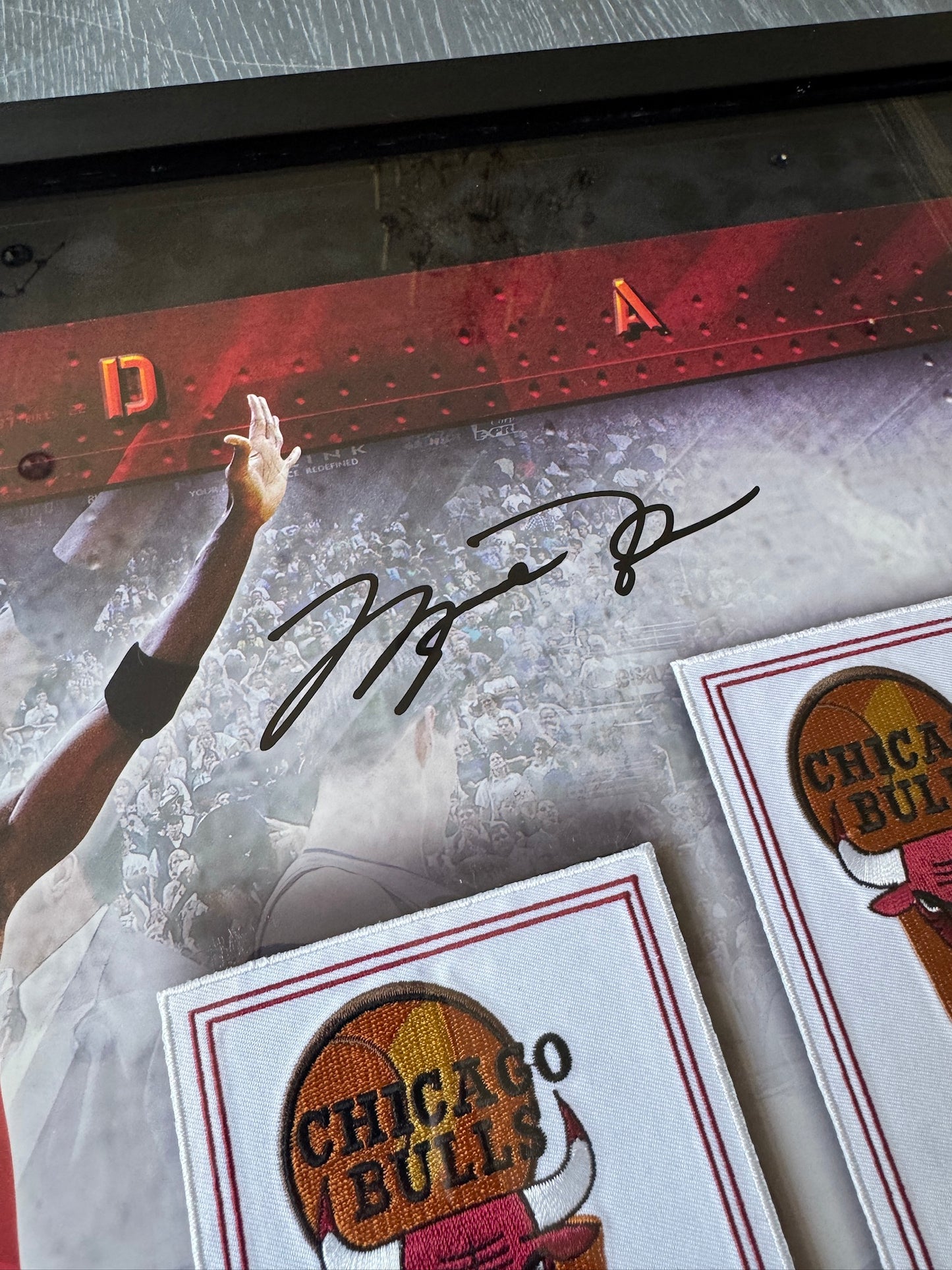 Michael Jordan Signed Bulls Championship Banners /223 - BAK28810 UDA with card