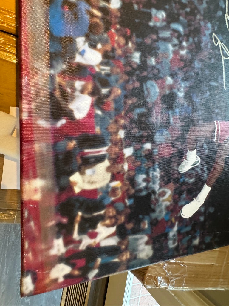 Michael Jordan Signed 1988 Dunk Contest Canvas 28x22 Dual Authenticated UDA + JSA + GOAT COA