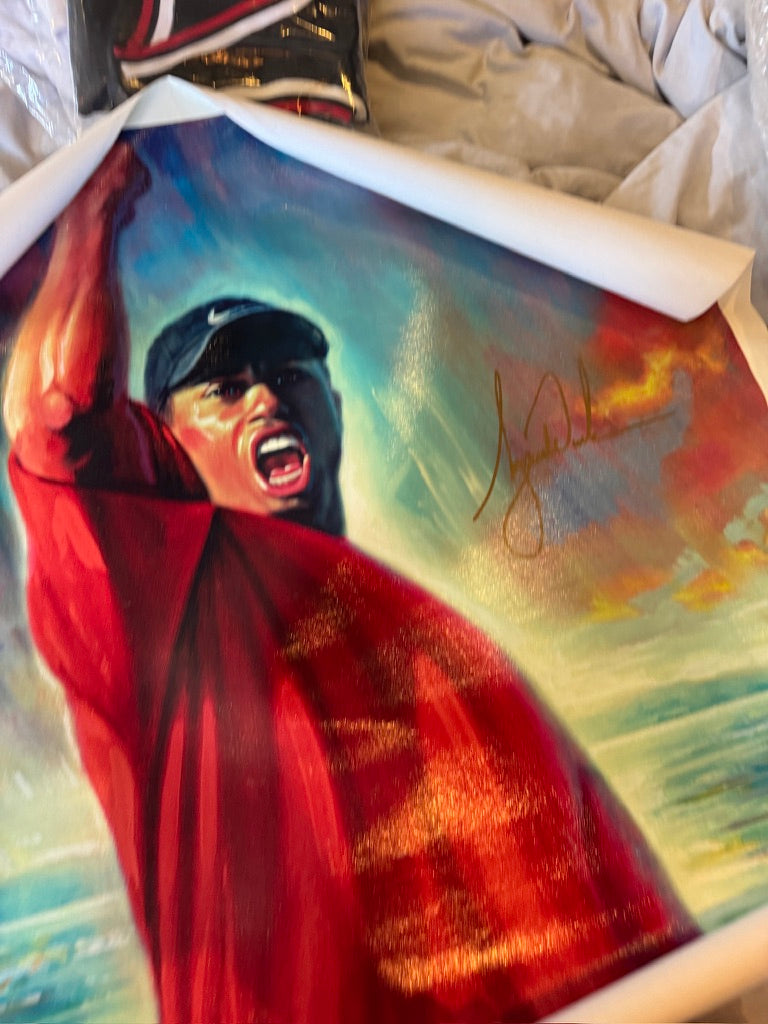 Tiger Woods Autographed "Tiger Roars" 33x42 Carlo Beninati Fine Art Lithograph LE #130/175 UDA