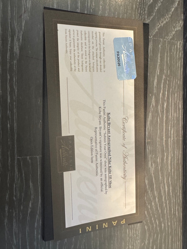 Kobe Bryant Signed Shoes Gold Sig PANINI COA ( FILL IN)