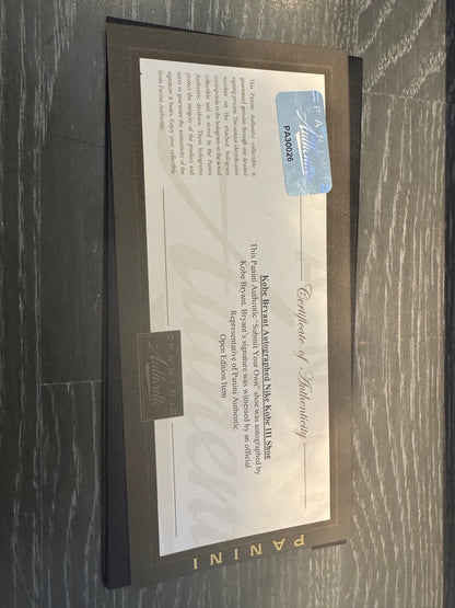 Kobe Bryant Signed Shoes Gold Sig PANINI COA ( FILL IN)