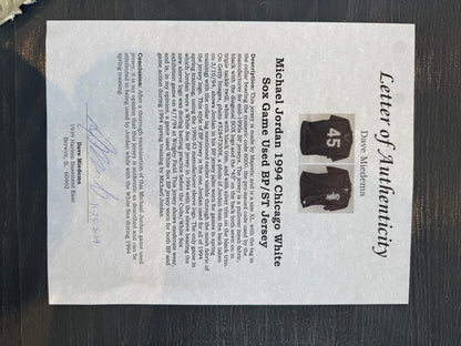 Michael Jordan Game Worn Barrons Jersey Practice used Dave Miedema LOA ( FILL IN)
