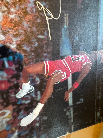 Michael Jordan Signed 1988 Dunk Contest Canvas 28x22 Dual Authenticated UDA + JSA + GOAT COA