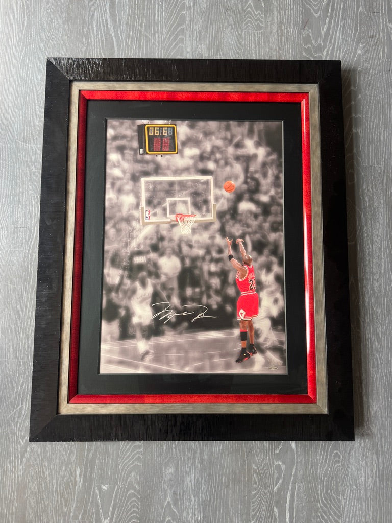 Michael Jordan Signed LE "The Last Shot" Custom Framed Photo UDA Limited Edition #98/230