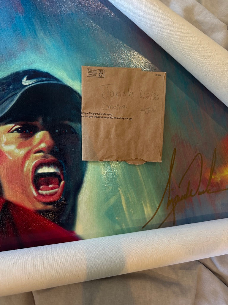 Tiger Woods Autographed "Tiger Roars" 33x42 Carlo Beninati Fine Art Lithograph LE #130/175 UDA