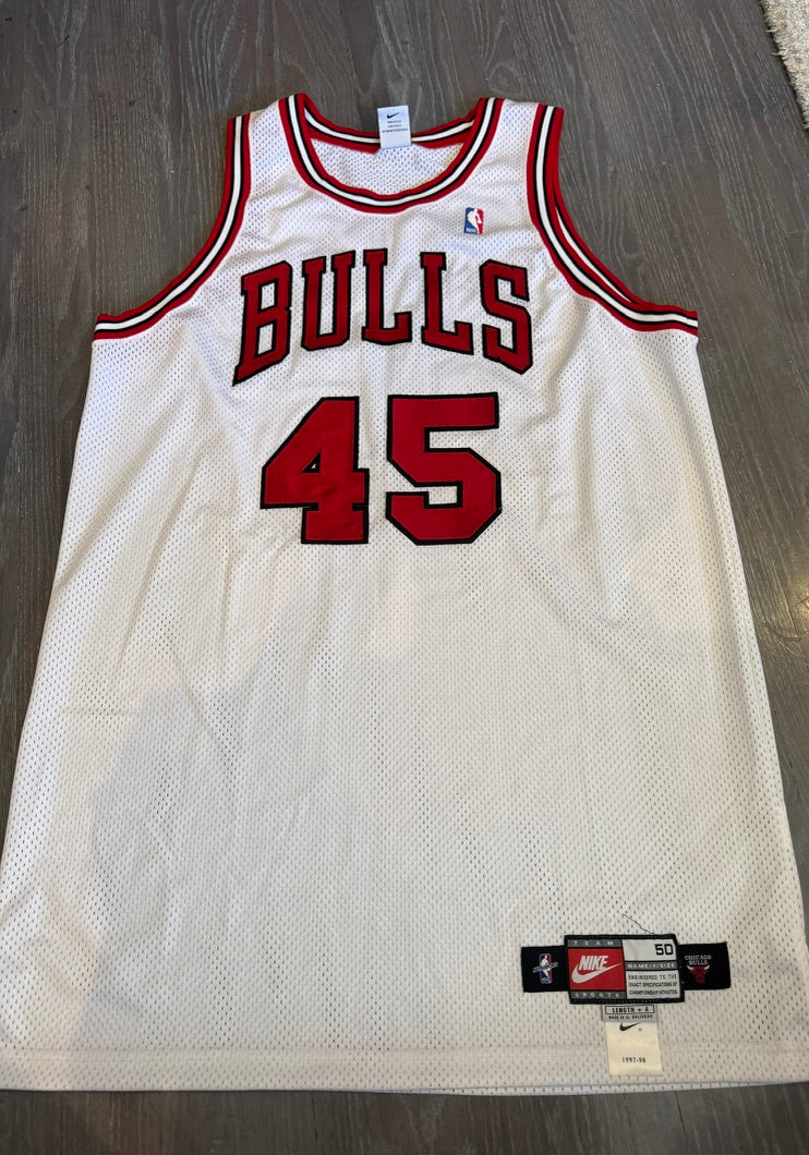 Michael Jordan Signed White #45 Chicago Bulls Pro Cut Style Jersey with JSA LOA and GOAT LOA