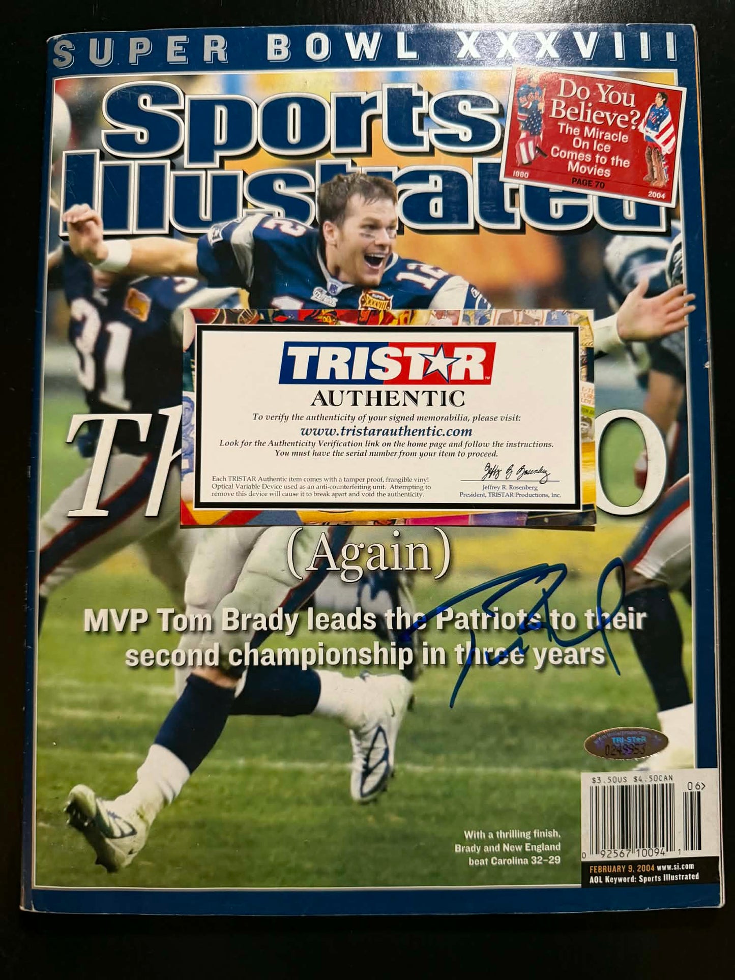 Tom Brady Signed Sports Illustrated Magazine Tristar ( FILL IN)