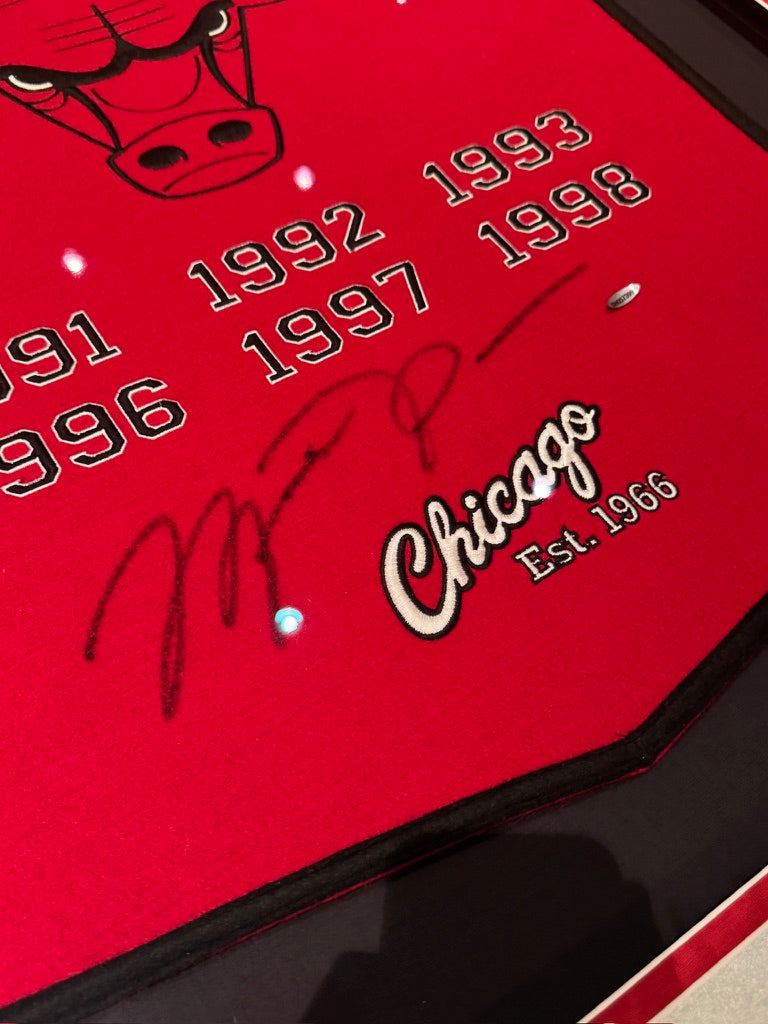Michael Jordan Signed ULTRA LARGE Chicago Bulls Championship Banner, MASSIVE SIG UDA (FILL IN)