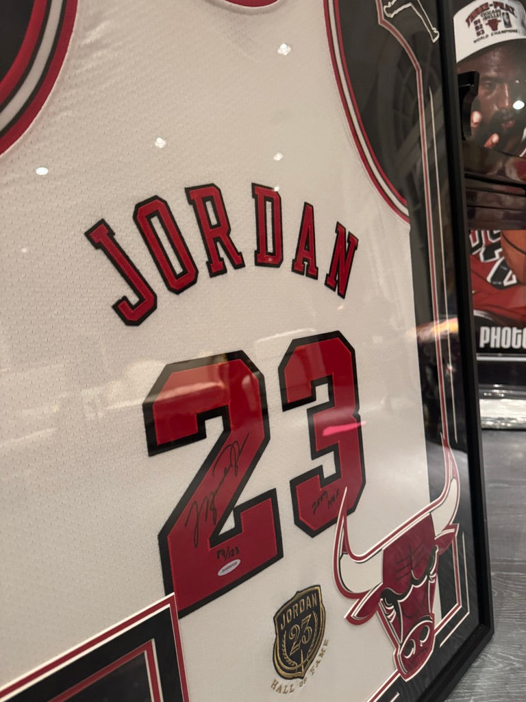 Michael Jordan Signed Jersey Inscribed "2009 HOF" LE/123 Upper Deck Custom Framed GORGEOUS SIGNATURE With Patch