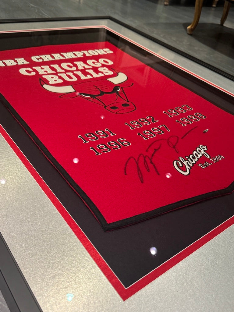 Michael Jordan Signed ULTRA LARGE Chicago Bulls Championship Banner, MASSIVE SIG UDA (FILL IN)
