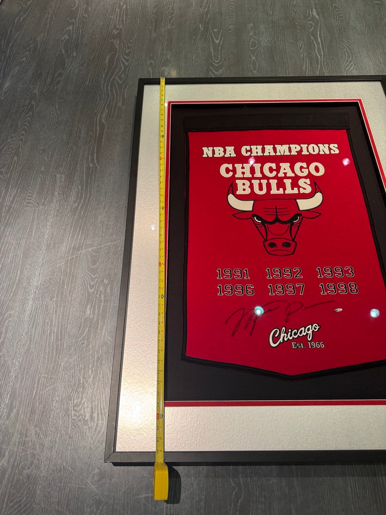 Michael Jordan Signed ULTRA LARGE Chicago Bulls Championship Banner, MASSIVE SIG UDA (FILL IN)