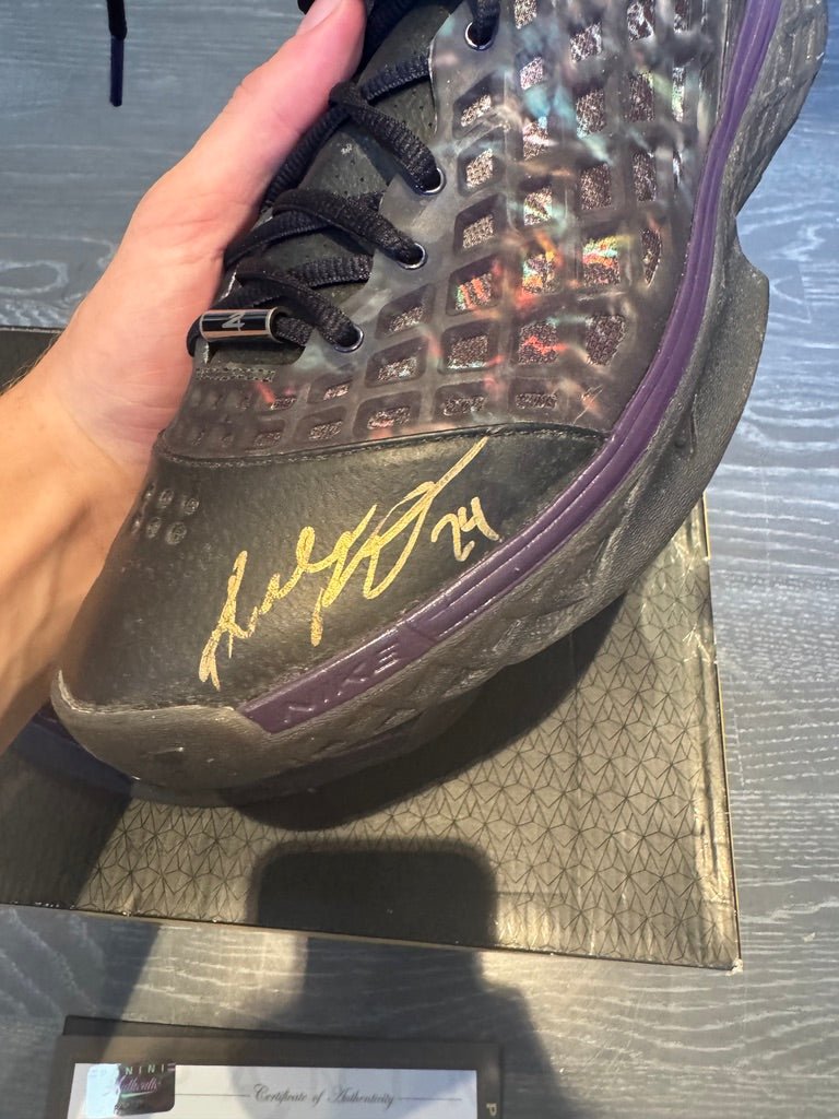 Kobe Bryant Signed Shoes Gold Sig PANINI COA ( FILL IN)