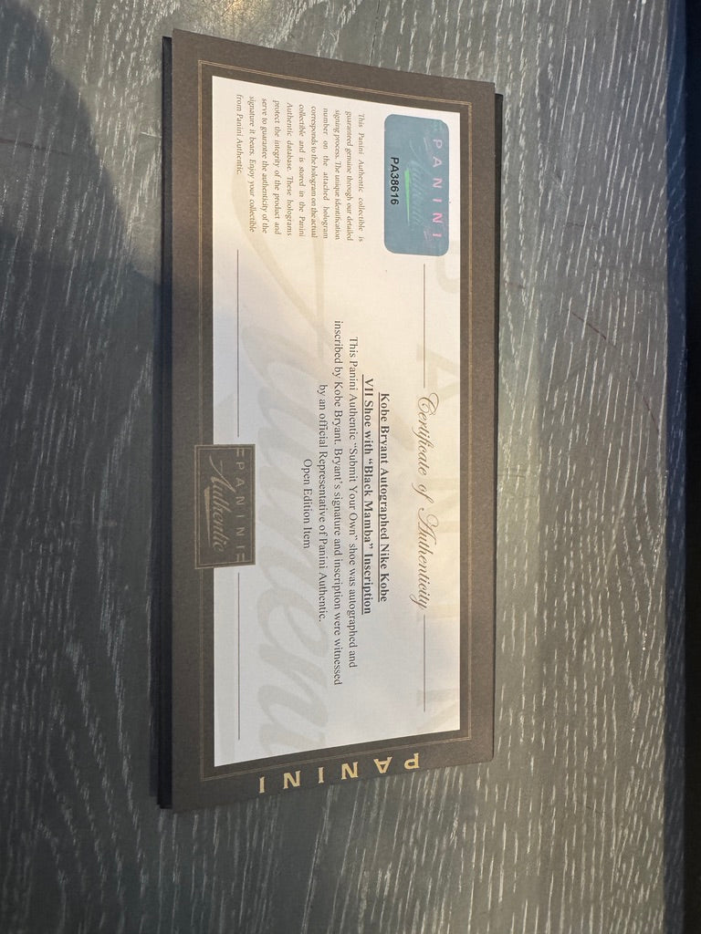 Kobe Bryant Signed Inscribed "Black Mamba" Shoes Panini authenticated ULTRA RARE ( FILL IN)