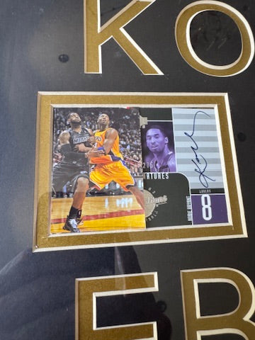 Kobe Bryant Signed Card + Lebron James Signed photo Custom Framed Piece DUAL LOA