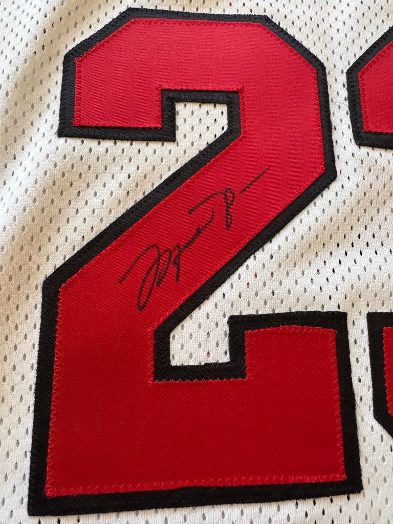 Michael Jordan Signed White Nike authentic pro cut jersey UDA with card