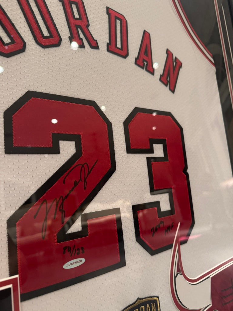 Michael Jordan Signed Jersey Inscribed "2009 HOF" LE/123 Upper Deck Custom Framed GORGEOUS SIGNATURE With Patch