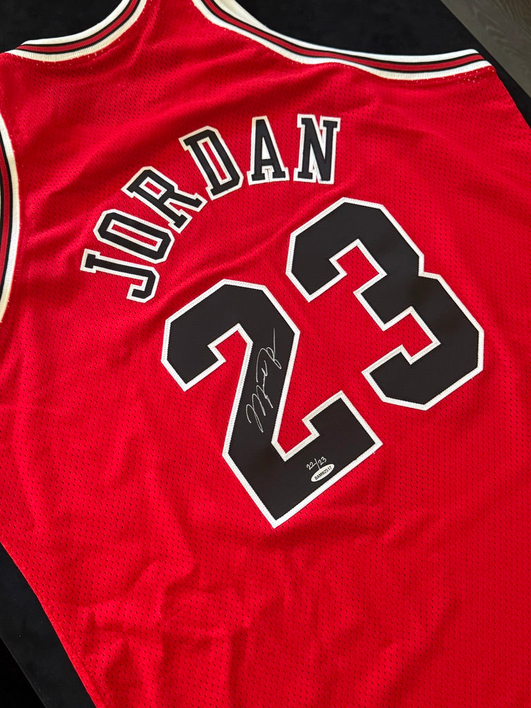 Michael Jordan Signed Red Bulls Jersey 22/23 - Hall of Fame Mitchell & Ness - UDA BAM02517 UDA Card and original box