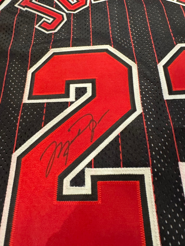 Michael Jordan Signed 1996-97 Chicago Bulls Authentic Pro Cut Alternate Pinstripe Jersey (UDA COA)