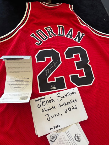 Michael Jordan Signed Red Bulls Jersey 22/23 - Hall of Fame Mitchell & Ness - UDA BAM02517 UDA Card and original box