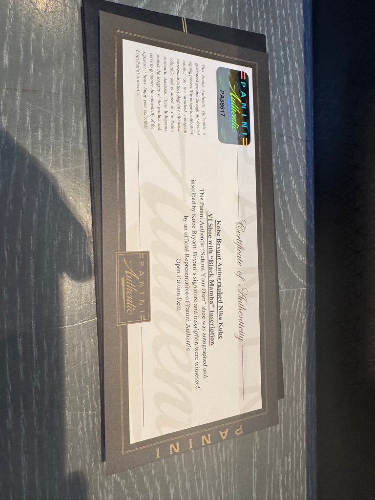 Kobe Bryant Signed Inscribed "Black Mamba" Shoes Panini authenticated  ULTRA RARE ( FILL IN)