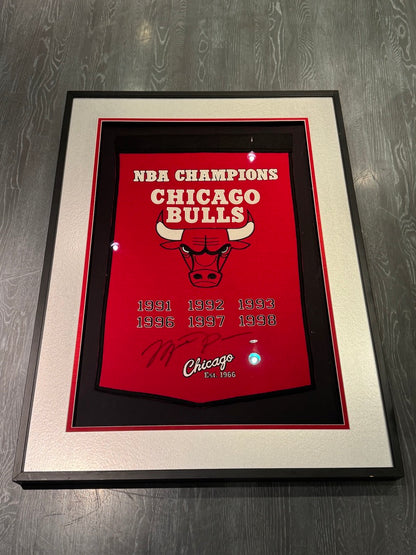 Michael Jordan Signed ULTRA LARGE Chicago Bulls Championship Banner, MASSIVE SIG UDA (FILL IN)