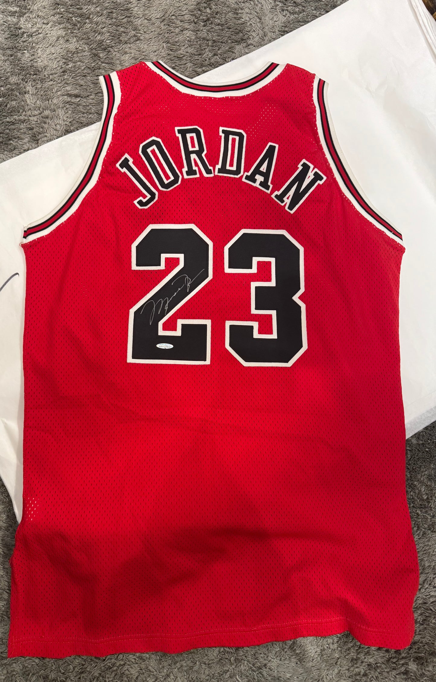 Michael Jordan Signed Authentic Pro Cut Bulls Jersey Red #23 UDA