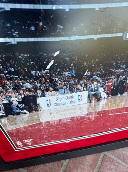 Michael Jordan Signed MASSIVE 30x40 Photo DAMADGED On actuall photo from glass, UDA (FILL IN)