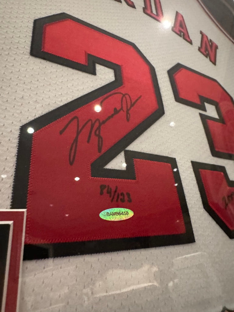 Michael Jordan Signed Jersey Inscribed "2009 HOF" LE/123 Upper Deck Custom Framed GORGEOUS SIGNATURE With Patch