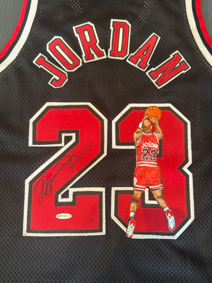Michael Jordan Signed Authentic Nike Pro Cut Jersey Chicago Bulls #23 Hand Painted Art Uda With Cert