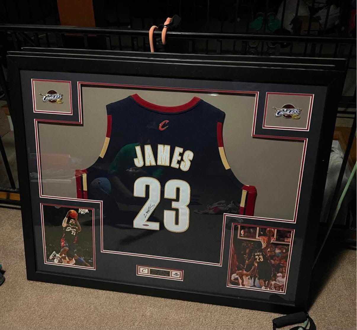 Lebron James signed Cleveland Cavaliers Jersey, custom framed upper deck authenticated ￼