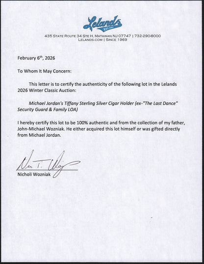 Michael Jordan's Tiffany Sterling Silver Cigar Holder (ex-"The Last Dance" Security Guard & Family LOA)