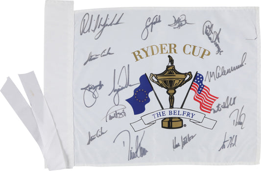 2002 Ryder Cup Signed Flag w/Tiger Woods (PSA)